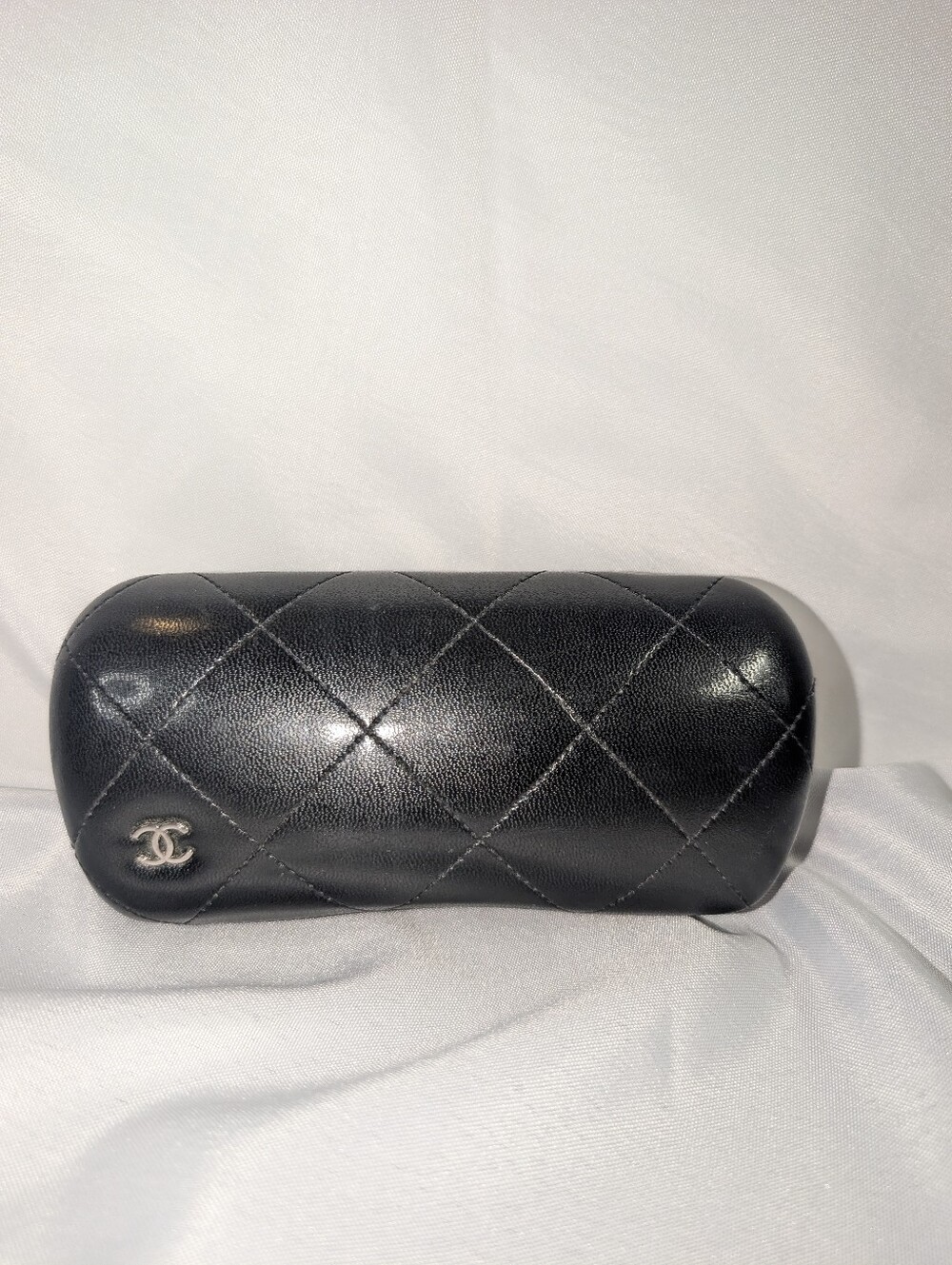 CHANEL Black Quilted Leather Eyewear Case with CC Logo